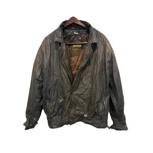 Danier Sport Black Leather Bomber Jacket Vintage Men's M Distressed Worn Genuine